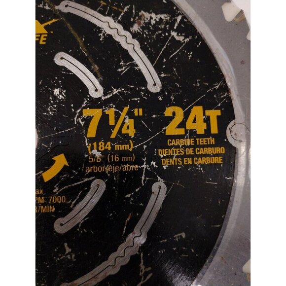 DeWalt DWA31724D 7-1/4" 24T 2X SP Demolition Saw Blade Circular Framing 7000RPM - Picture 4 of 10